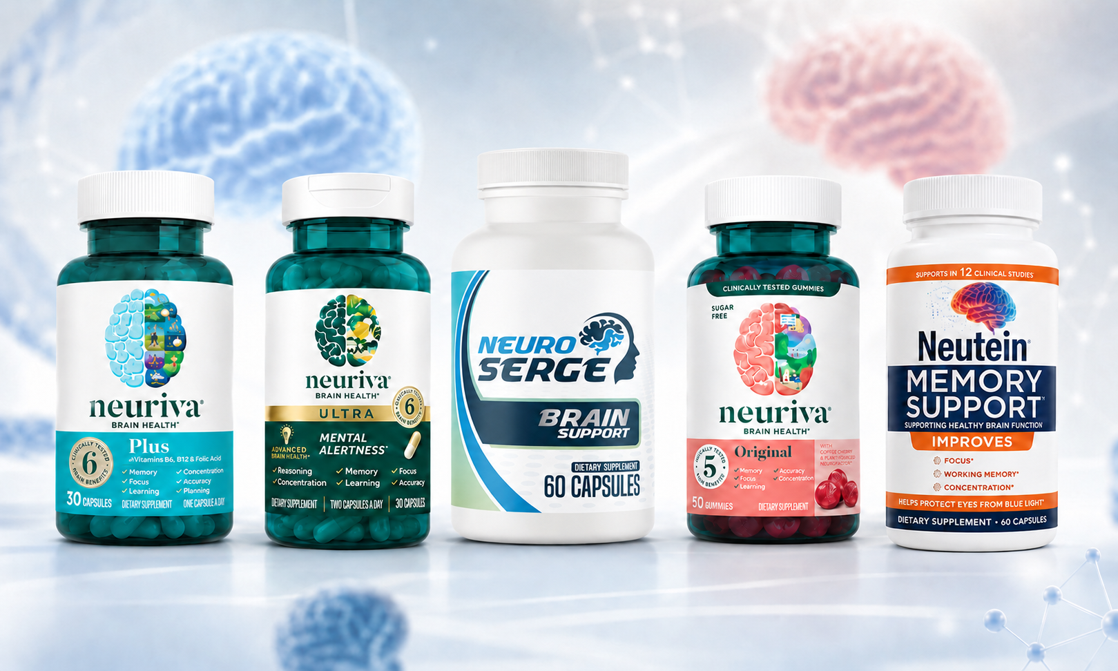 Top five memory supplement bottles comparison